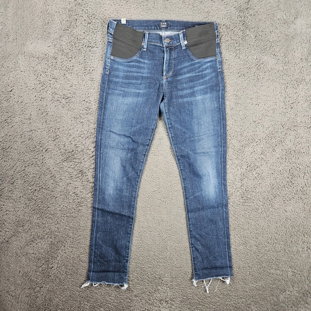 Citizens of Humanity Avedon Ultra Skinny Maternity Jeans Blue‎ Raw Hem Size 28